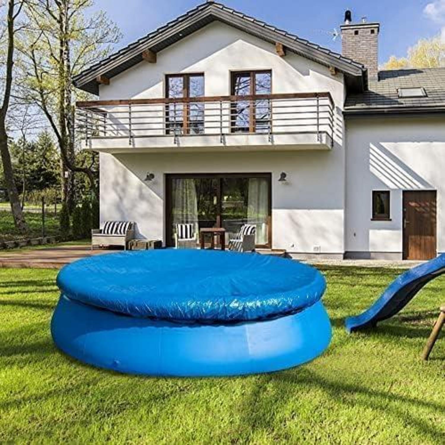 366CM Rund Poolabdeckung Blau Schwimmbad Staubdicht Winddicht