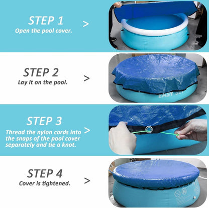 457CM Rund Poolabdeckung Schwimmbad Cover Winddicht Blau