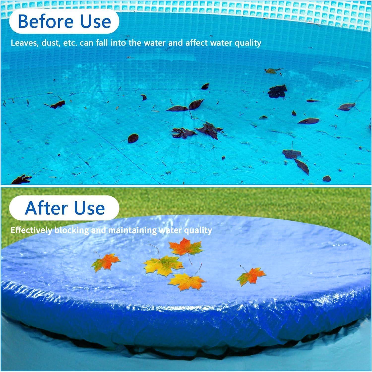 457CM Runde Poolabdeckung Schwimmbad Plane Blau