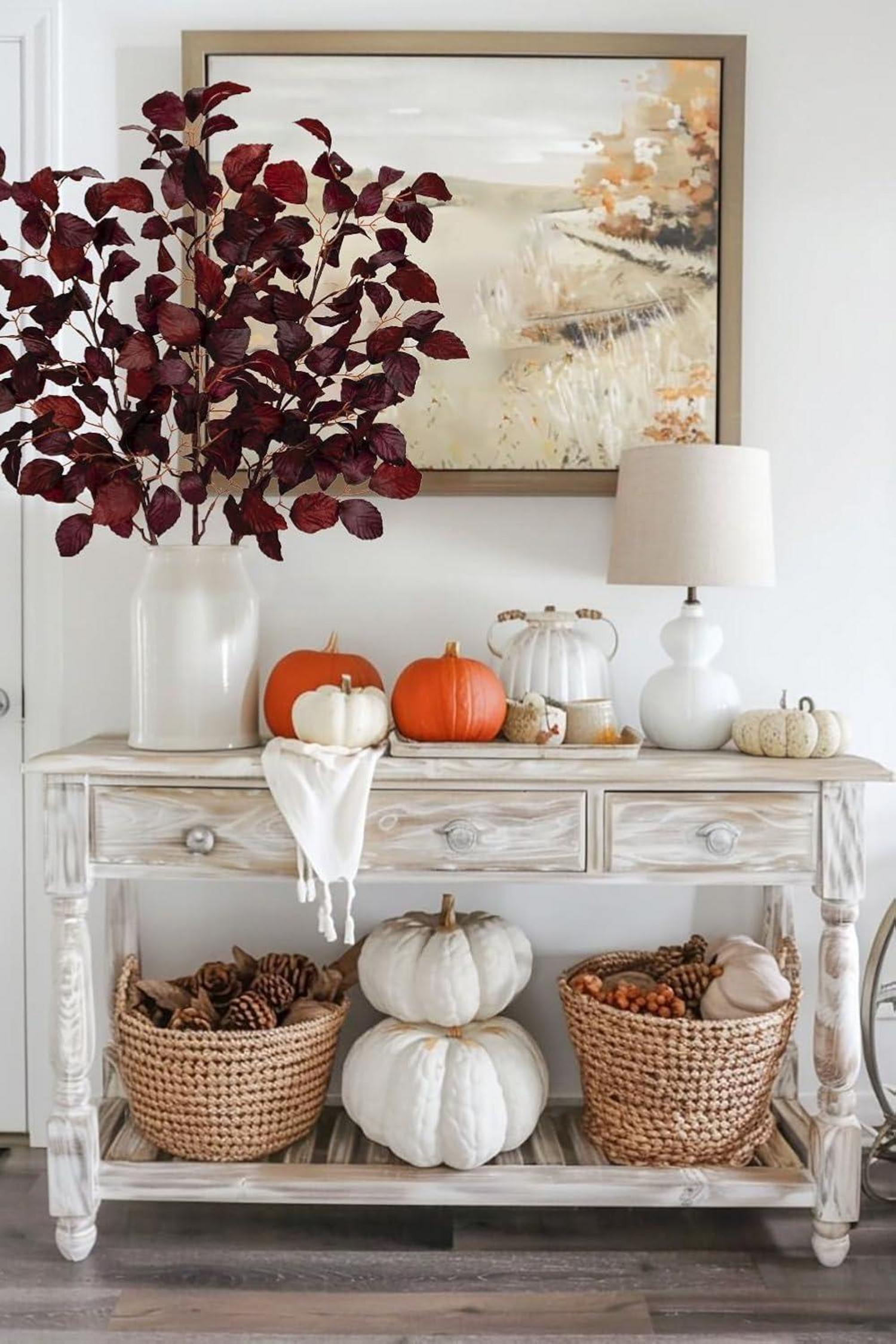 Künstliche Herbstblätter 3er Set Burgunderrot 97 cm - Herbstdeko Sylvatica Efeu Herbstlaub