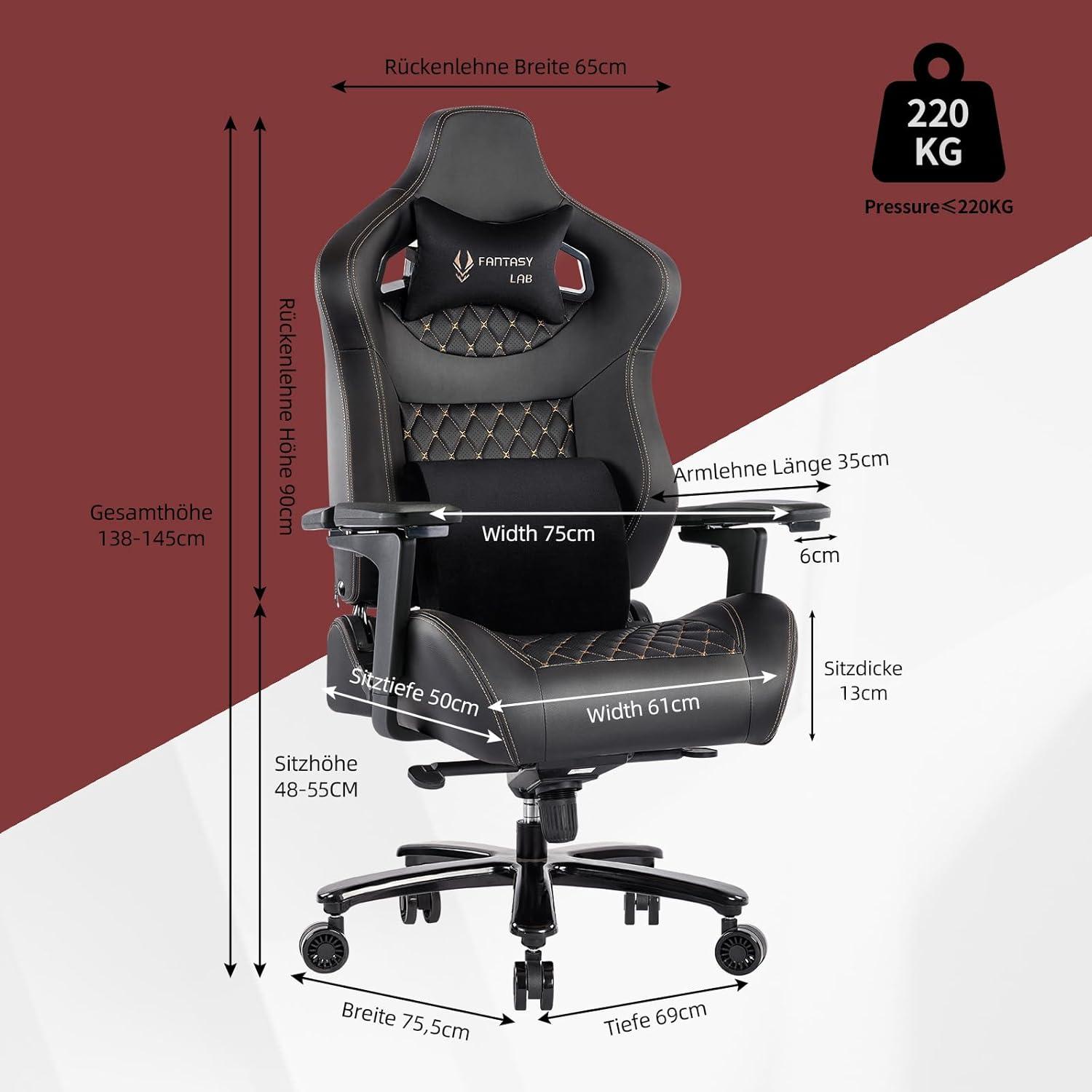 Ergonomischer Gaming Stuhl mit Massage und 200kg Belastbarkeit