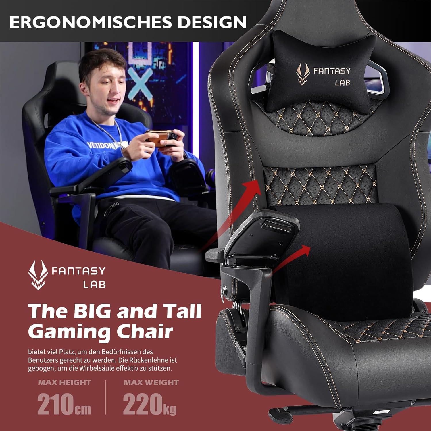 Fantasylab Gaming Stuhl Massage Lendenwirbelstütze Gelb