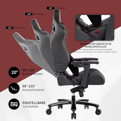 Gaming Stuhl 200kg Massage Verstellbare Armlehne Gelb