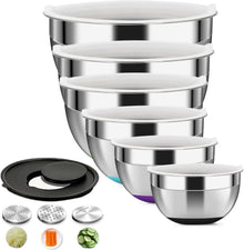 Edelstahl Schüssel Set 6er 4l 3.2l 2.5l 1.8l 1.45l 0.96l mit