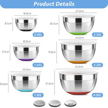 Edelstahl Schüssel Set 6er 18/10 4l-0.96l Küche Silikonboden