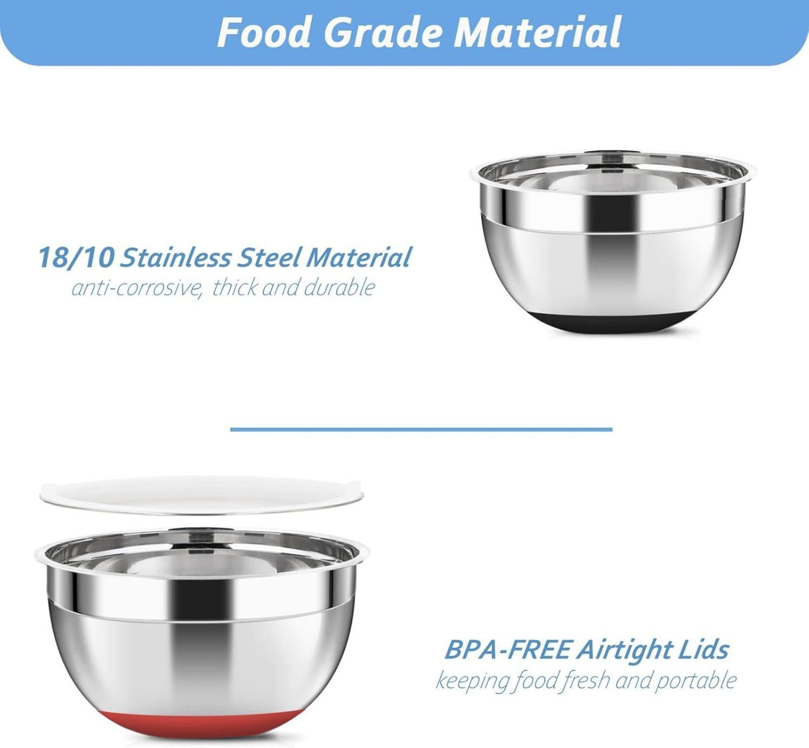 WhiteRhino Edelstahl Schüssel 6er Set mit Silikonboden