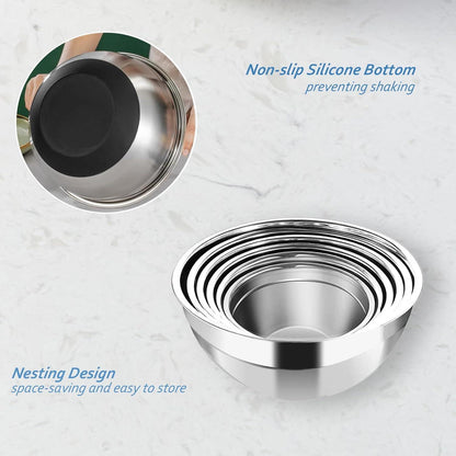 Edelstahl Schüssel Set 6-teilig 18/10 4l 3.2l 2.5l 1.8l 1.45l 0.96l