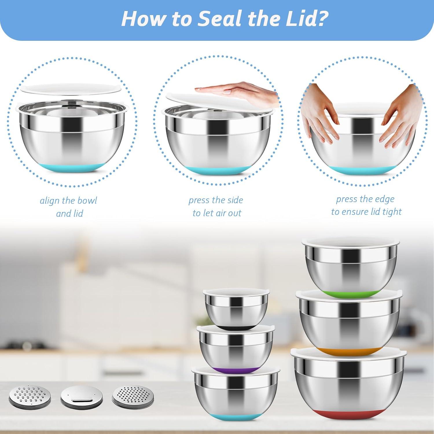 Edelstahl Schüssel 6er Set 4l 3.2l 2.5l 1.8l 1.45l 0.96l Küche