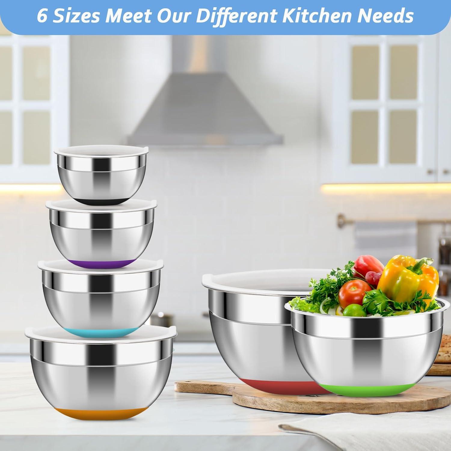 Edelstahl Schüssel Set 6-teilig 18/10 4l 3.2l 2.5l 1.8l 1.45l 0.96l