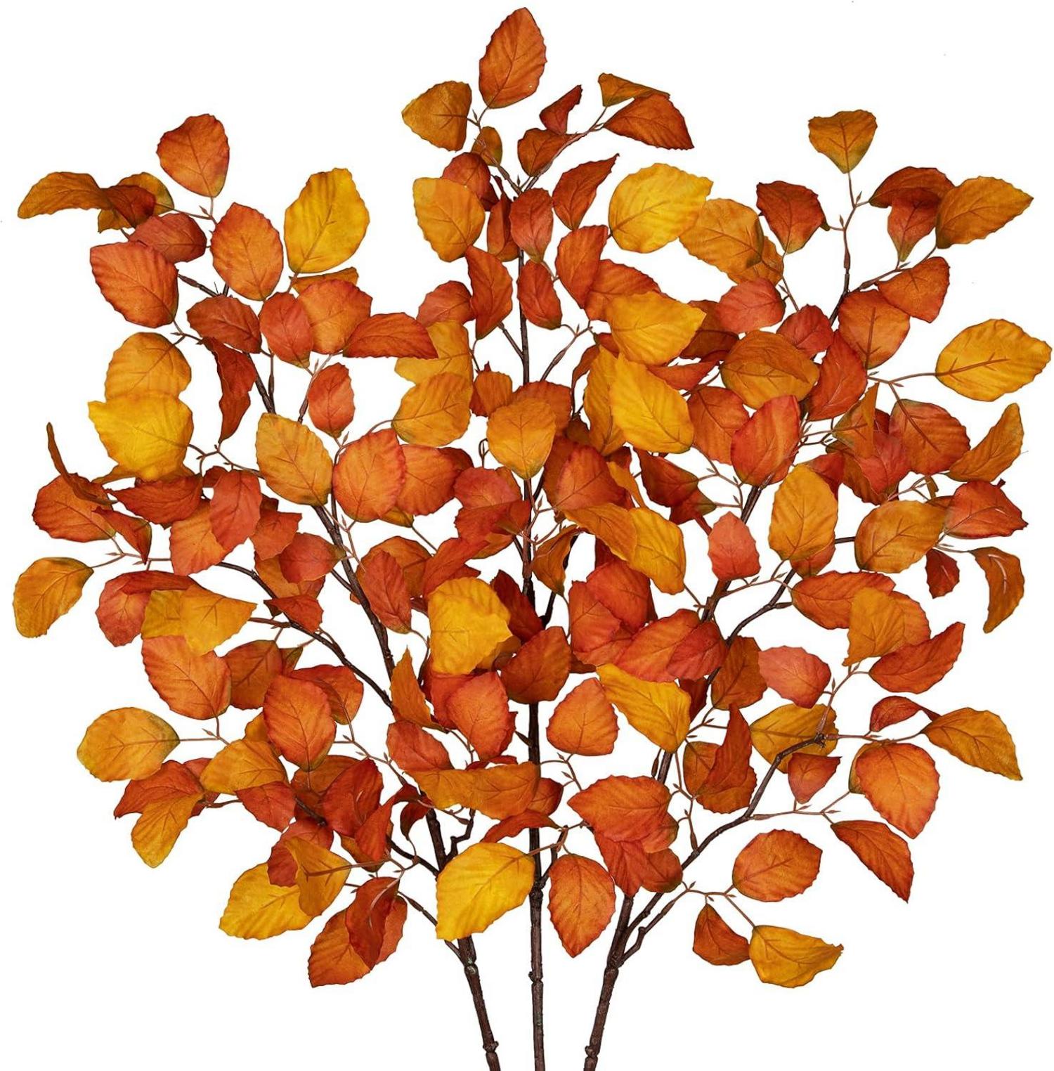 Künstliche Herbstblätter Buchenlaub Herbstdeko 3er Set Länge 97 cm