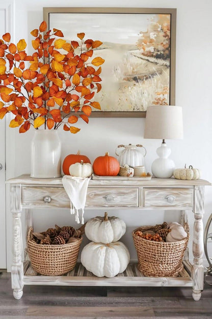 Künstliche Herbstblätter Deko Herbst Fagus Sylvatica Stiele 3er Set