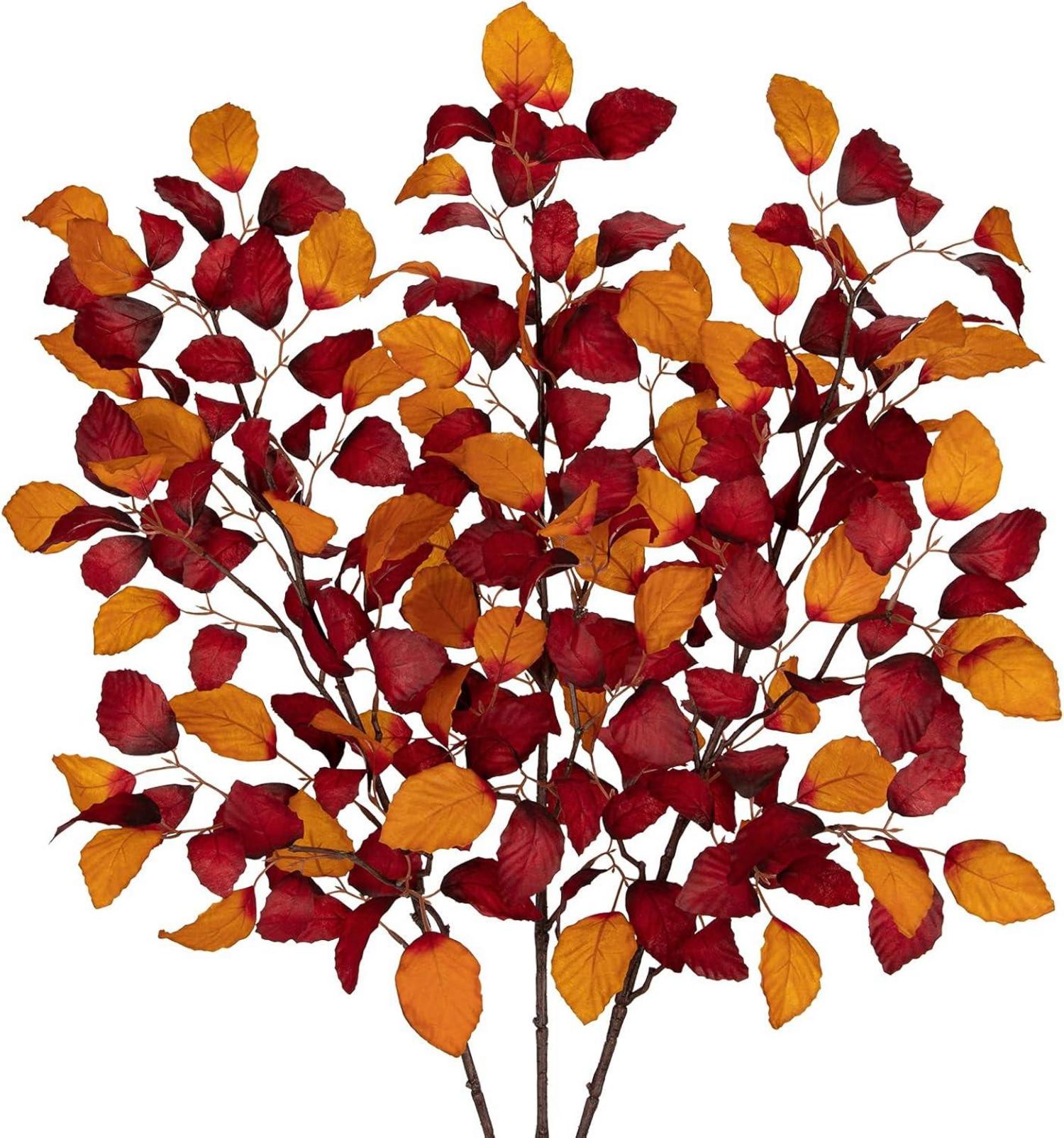 Künstliche Herbstblätter Deko Fagus Sylvatica Orange