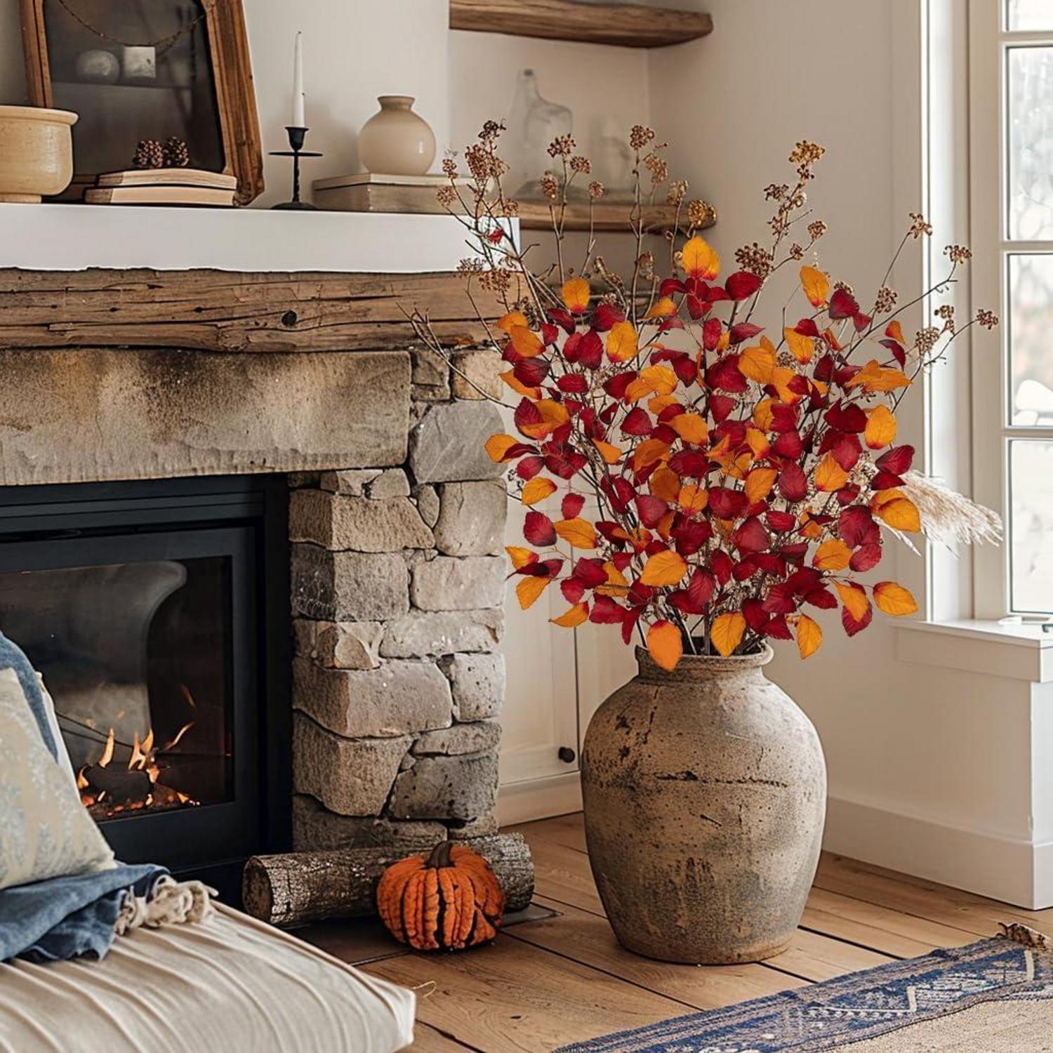 Künstliche Herbstblätter Deko Fagus Sylvatica Orange