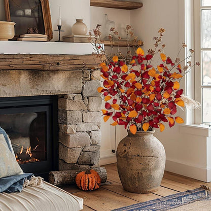 Künstliche Herbstblätter Deko Fagus Sylvatica Orange
