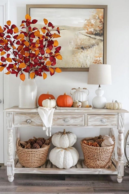 Herbstlaub Künstliche Fagus Sylvatica Deko Stiele Orange 3er Set