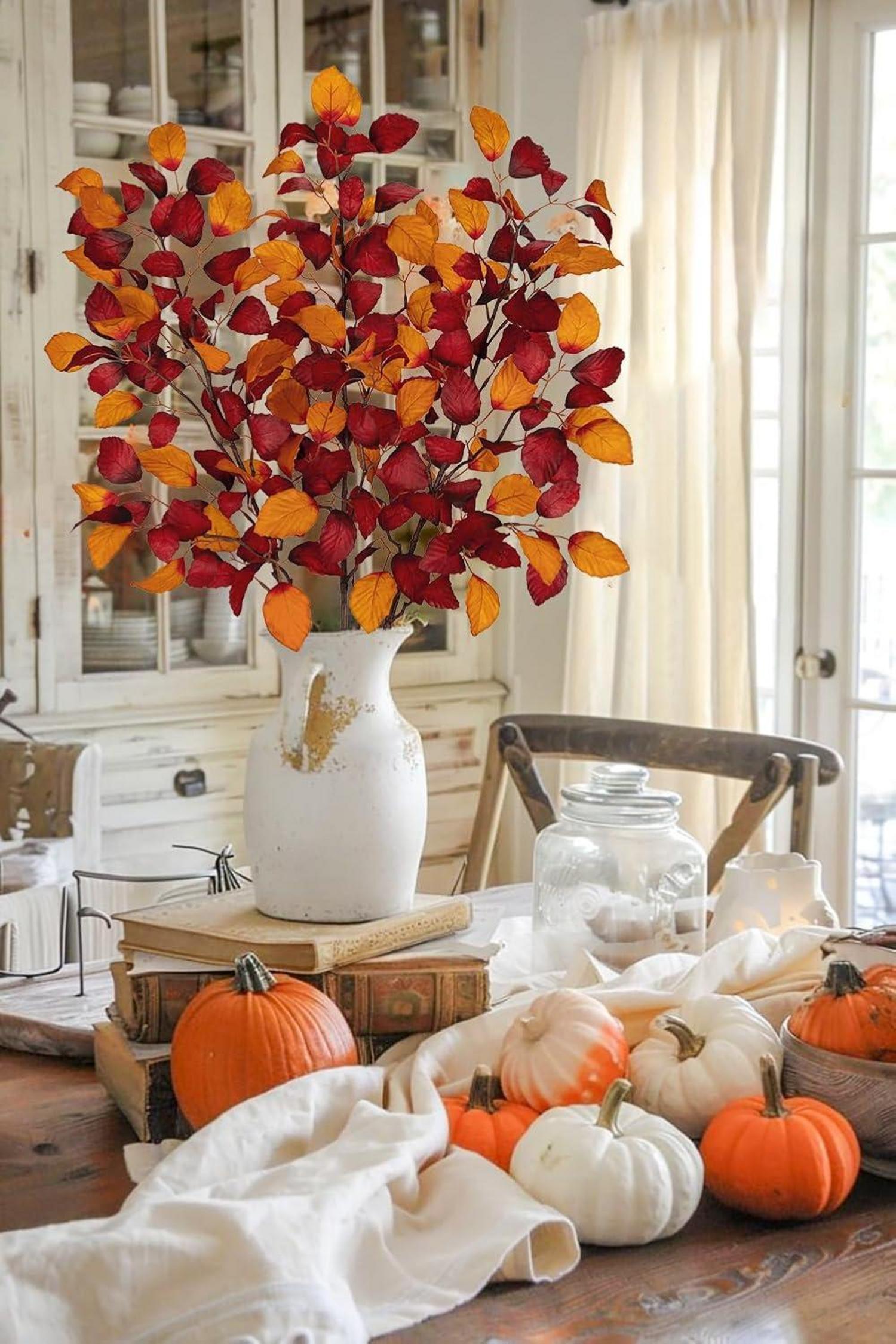 Künstliche Herbstblätter Orange Deko Herbst Fagus 97cm