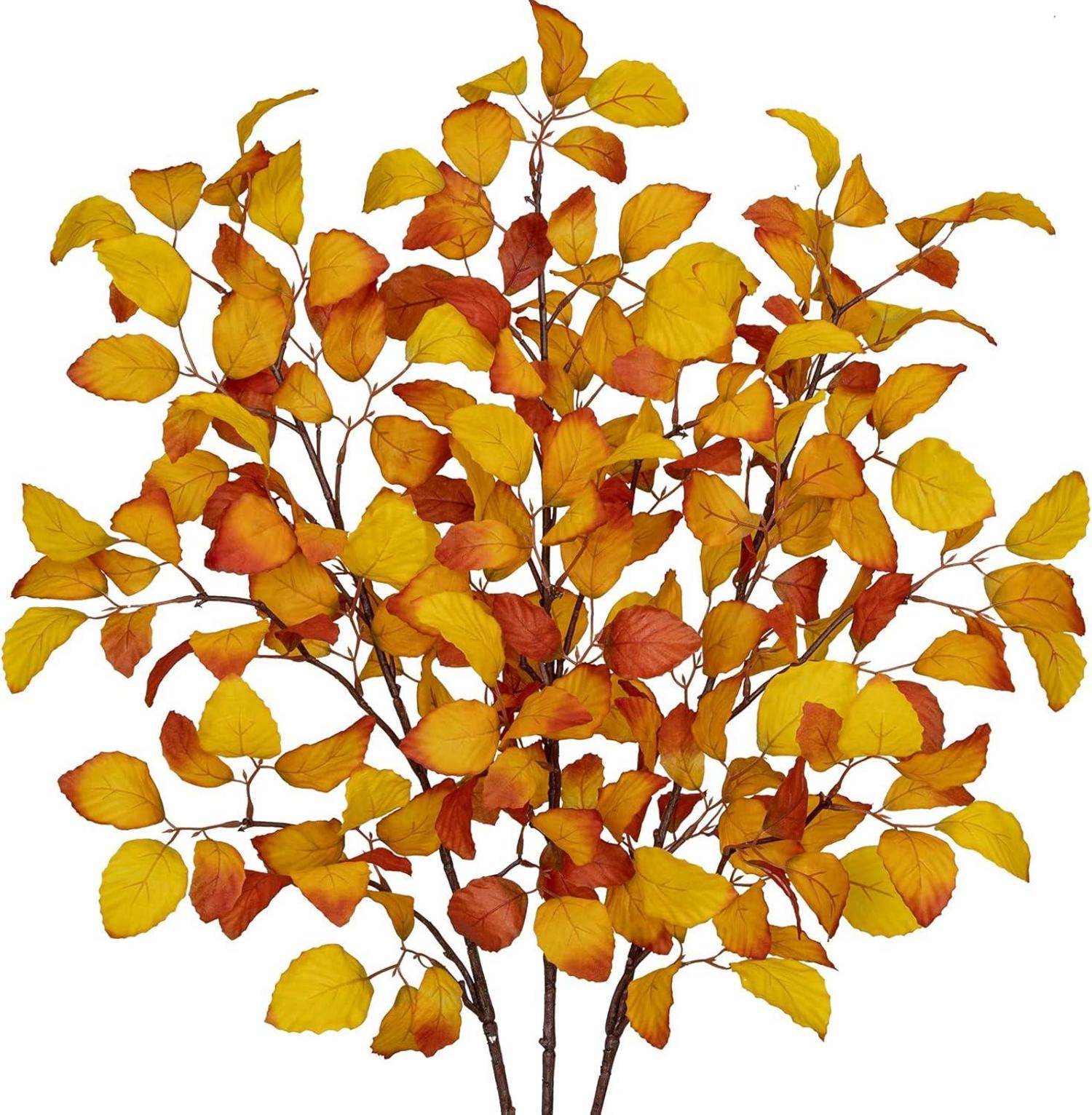 Künstliche Herbstblätter Fagus Sylvatica Deko Gold Gelb