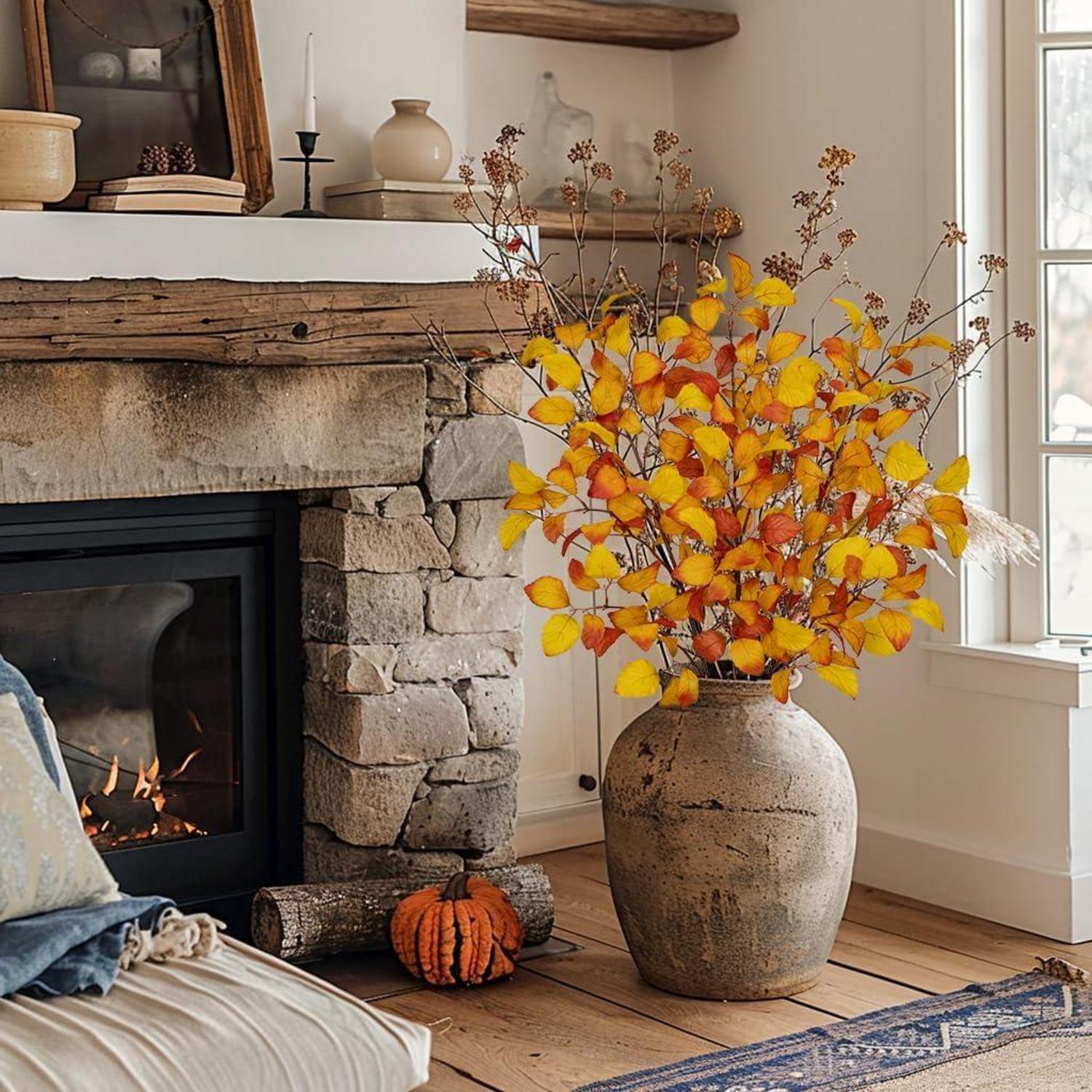 Künstliche Herbstblätter Fagus Sylvatica Deko Gold Gelb