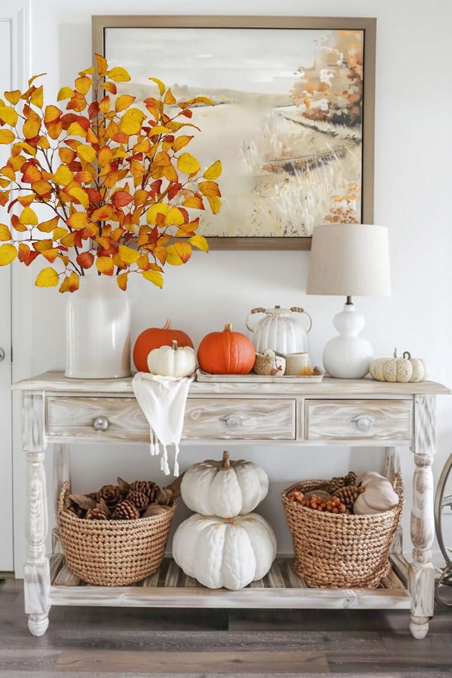 Künstliche Herbstblätter Gold- Gelb Fagus Sylvatica Deko 97cm