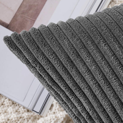 Kordsamt Kissenbezug Dunkelgrau 40x40cm 2er Set Sofakissen