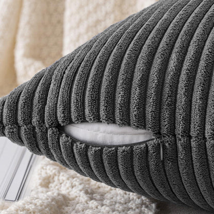 Kord Kissenbezug Dunkelgrau 40x40cm 2er Set Weich Sofa Wohnzimmer