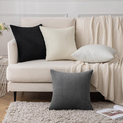 Kordsamt Kissenbezug Dunkelgrau 40x40cm 2er Set für Sofa Wohnzimmer