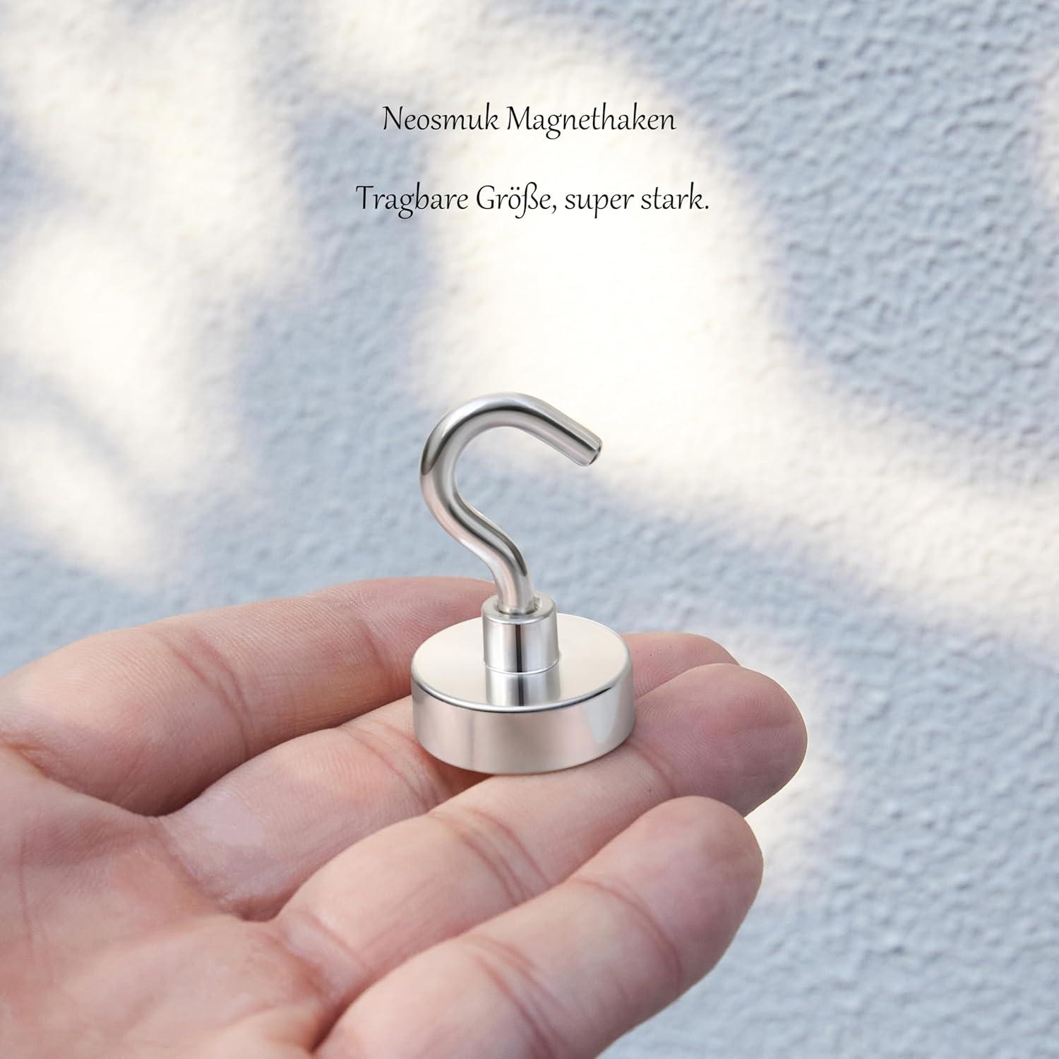 Neosmuk Magnethaken 15kg Hochleistungsmagnet Haken Kühlschrank Vorhang 10er Pack