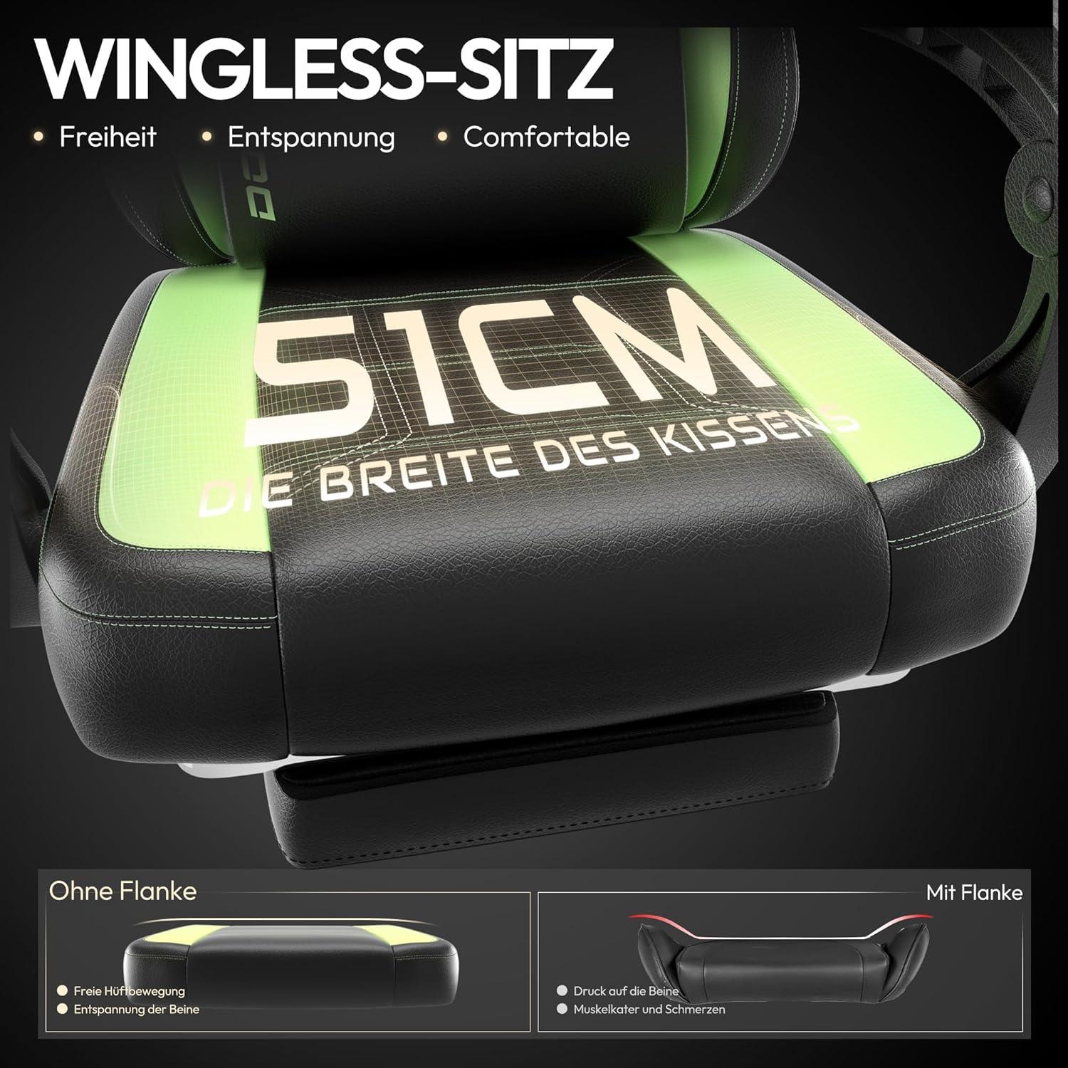 Ergonomischer Gaming Stuhl Massage Lendenwirbelstütze PU Leder Bürostuhl