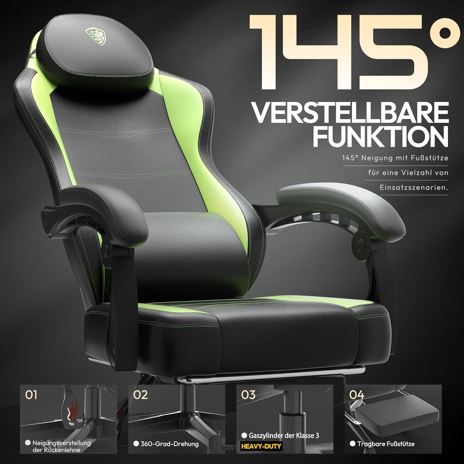 Ergonomischer Gaming Stuhl Massage Lendenwirbelstütze PU Leder Bürostuhl