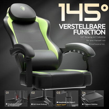 Ergonomischer Gaming Stuhl Massage Lendenwirbelstütze PU Leder Bürostuhl