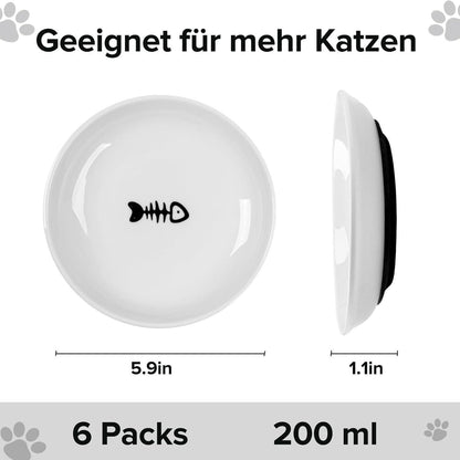 Futternapf Katze Set Keramik 6 Stück Rutschfester Silikon