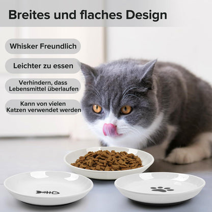 Futternapf Katze Set Keramik 6 Stück Rutschfester Silikon