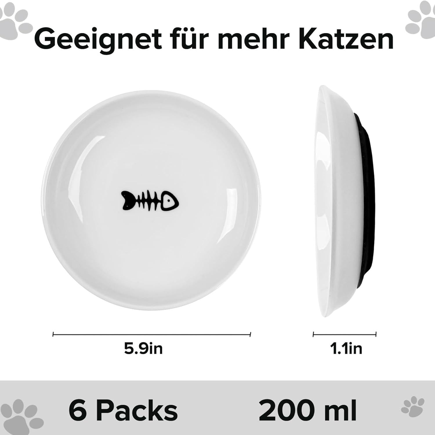 Keramik Futternapf Katze Set 6 Stück Rutschfester Silikon Katzennapf