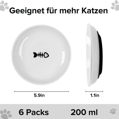 Keramik Futternapf Katze Set 6 Stück Rutschfester Silikon Katzennapf