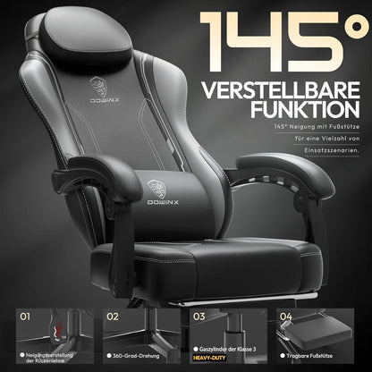 Dowinx Gaming Stuhl mit Massage Lendenwirbelstütze und