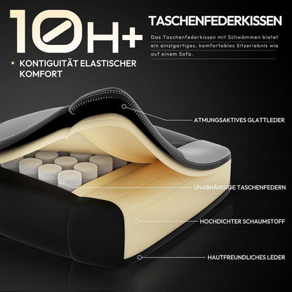 Dowinx Gaming Stuhl Racing Gamer Stuhl mit Frühling Kissen und Massage Lendenwirbelstütze, Bürostuhl PU Leder 150KG, grau