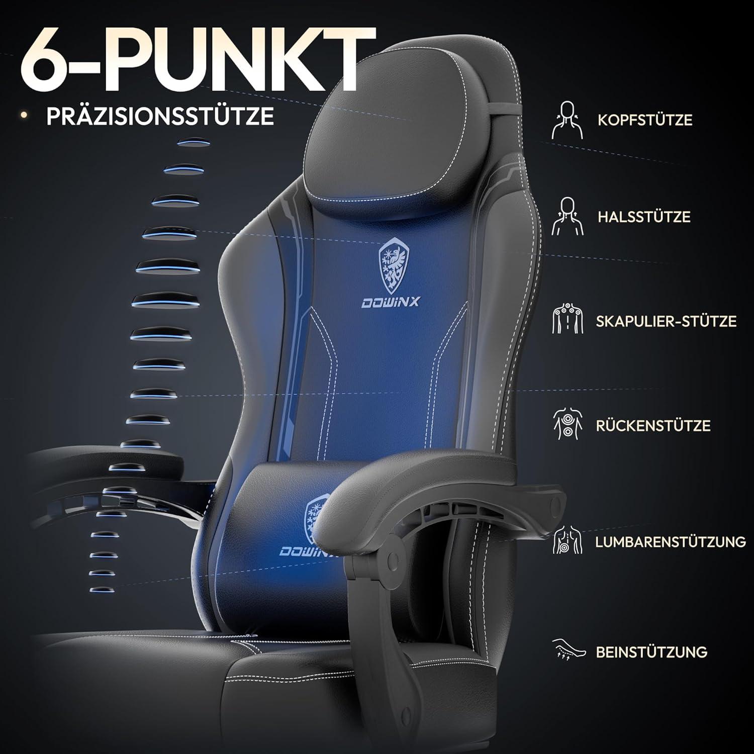 Gaming Stuhl Racing Gamer mit Massage Lendenwirbelstütze Bürostuhl PU