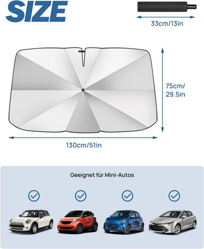 Sonnenschutz Auto Frontscheibe 360°Drehbar UV-Schutz SUVs 130x75cm