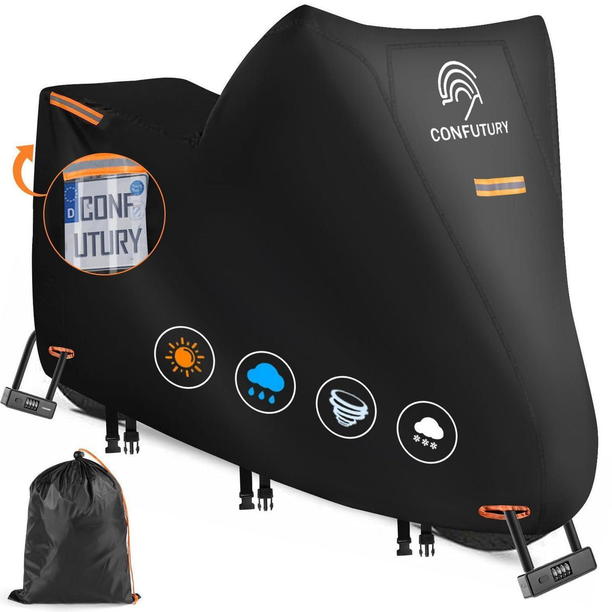 Motorradabdeckung wasserdicht 600D Oxford mit Nummernschildfenster