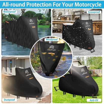 Motorradabdeckung wasserdicht 600D Oxford mit Nummernschildfenster