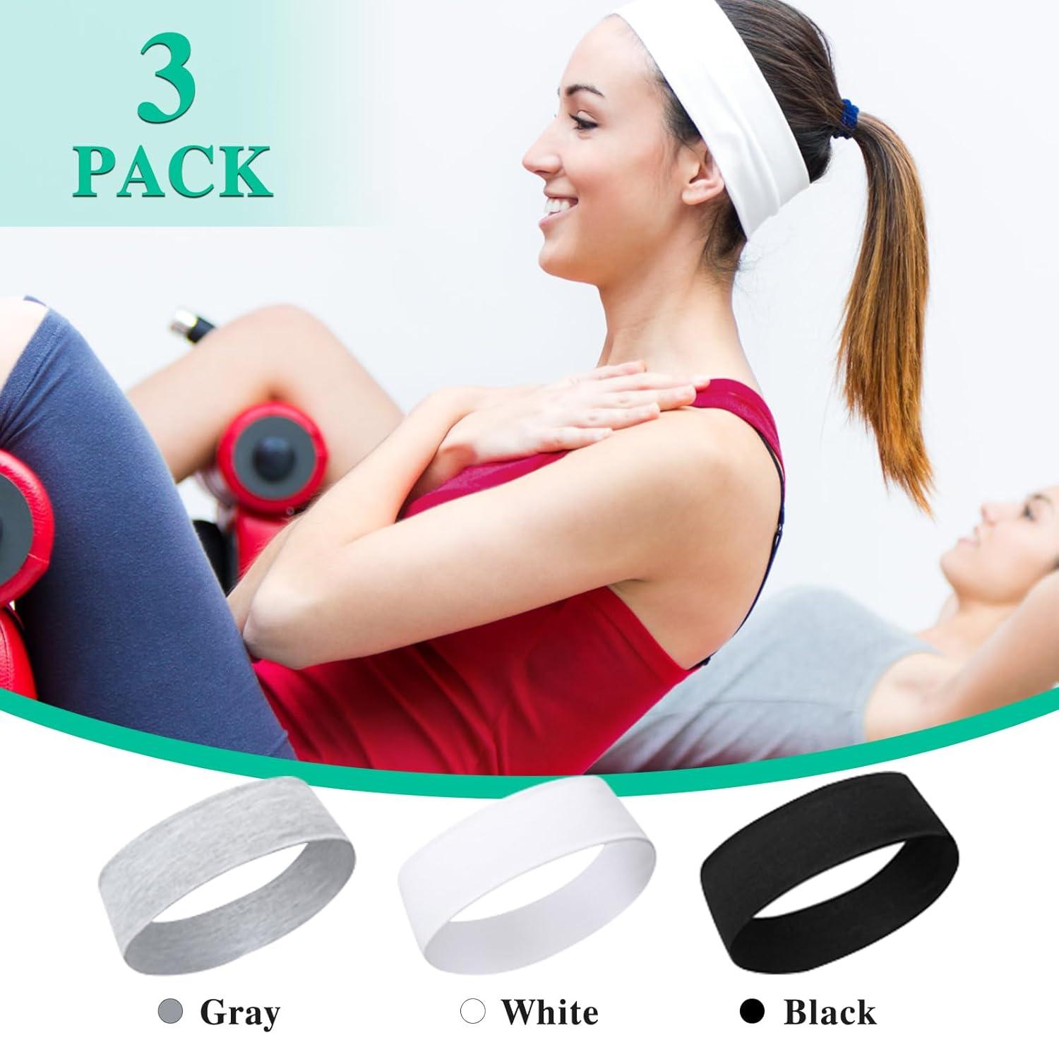 3er Pack Yoga Sport Stirnbänder Haarbänder rutschfest Damen Laufen Gym