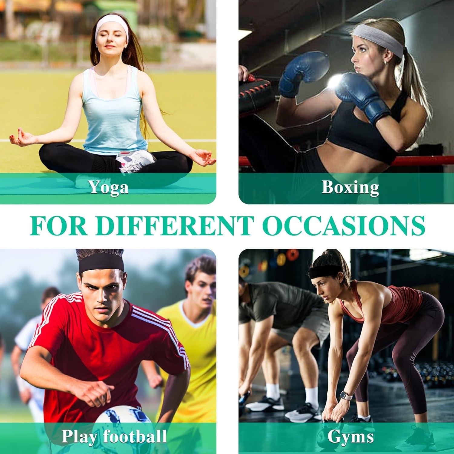 3er Pack Yoga Sport Stirnbänder Haarbänder rutschfest Damen Laufen Gym