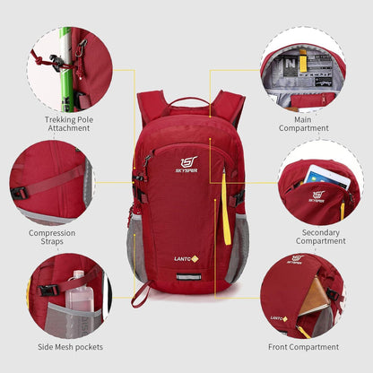 Leichter Wanderrucksack 20L mit Rückenbelüftung - Atmungsaktiver Trekkingrucksack