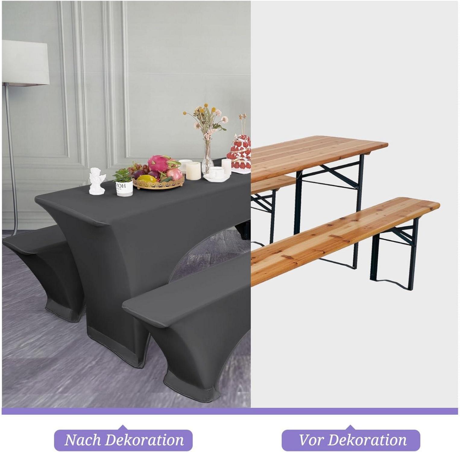 YMHPRIDE Dunkelgrau Biertischhussen 3er-Set 220x50x70cm