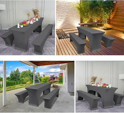 Elastische Biertischhussen Set Dunkelgrau 220x50x70 cm 3er Set