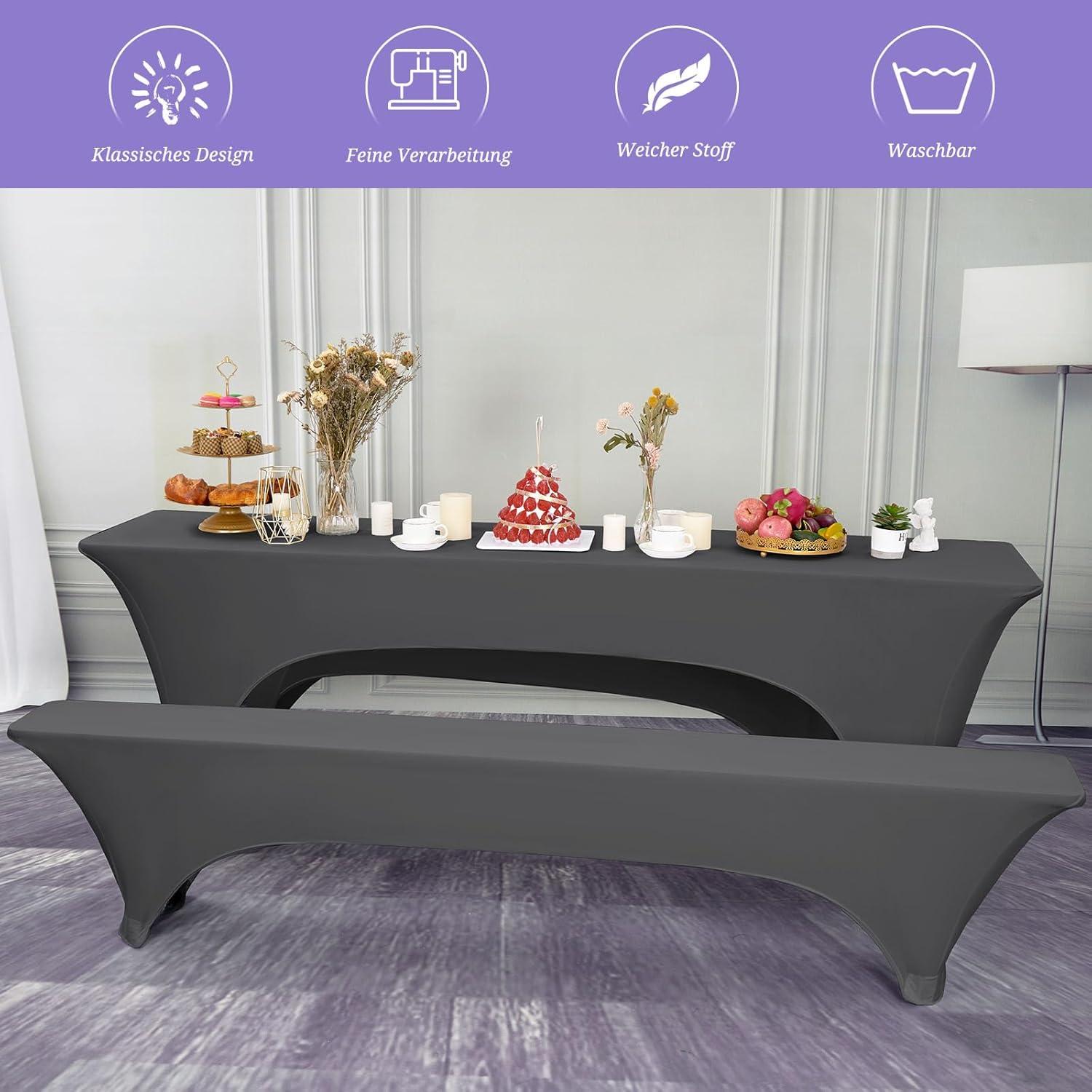 Elastische Biertischhussen Set Dunkelgrau 220x50x70 cm 3er Set