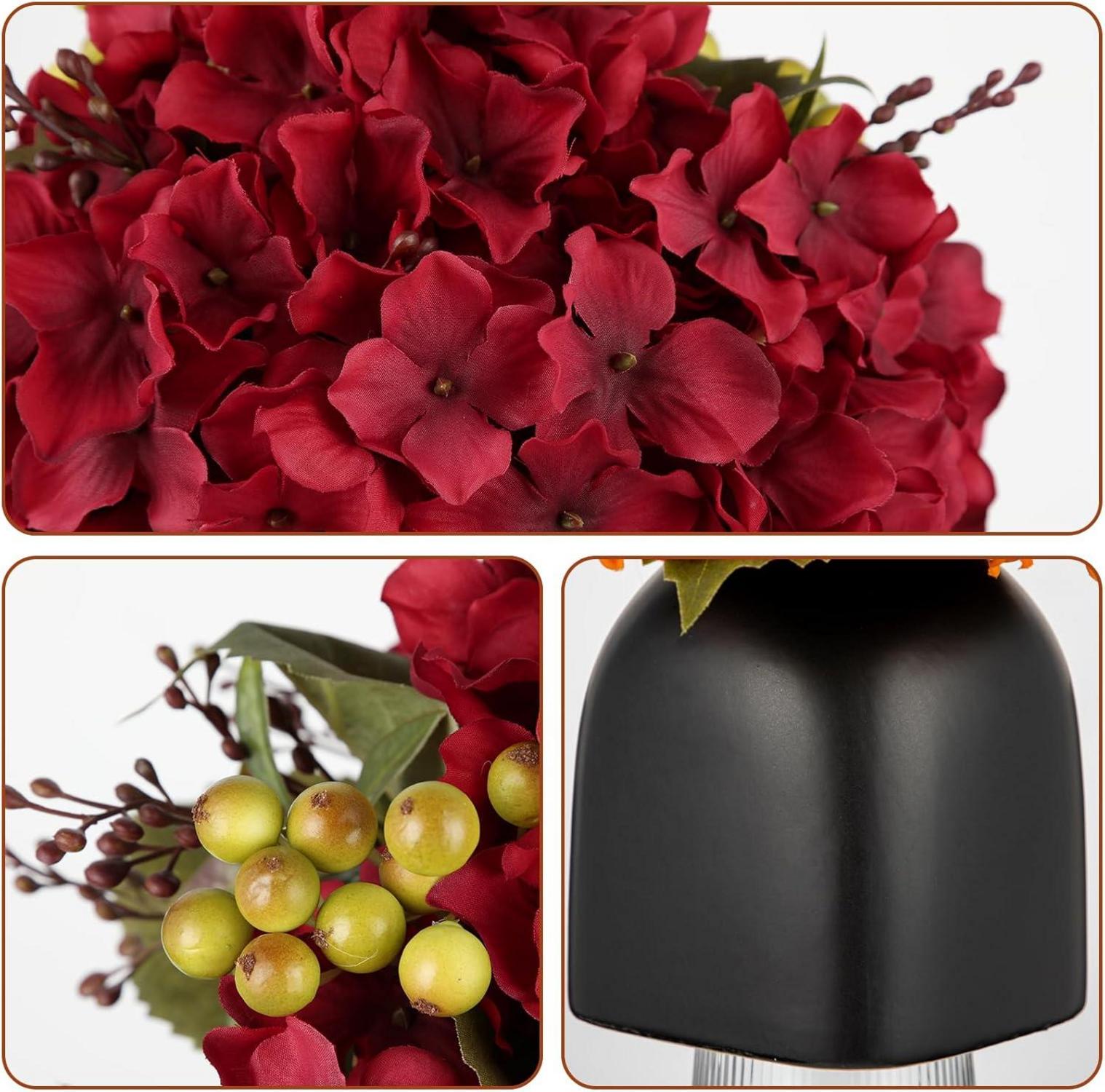 Künstliche Hortensien Blumengesteck Burgunderrot in