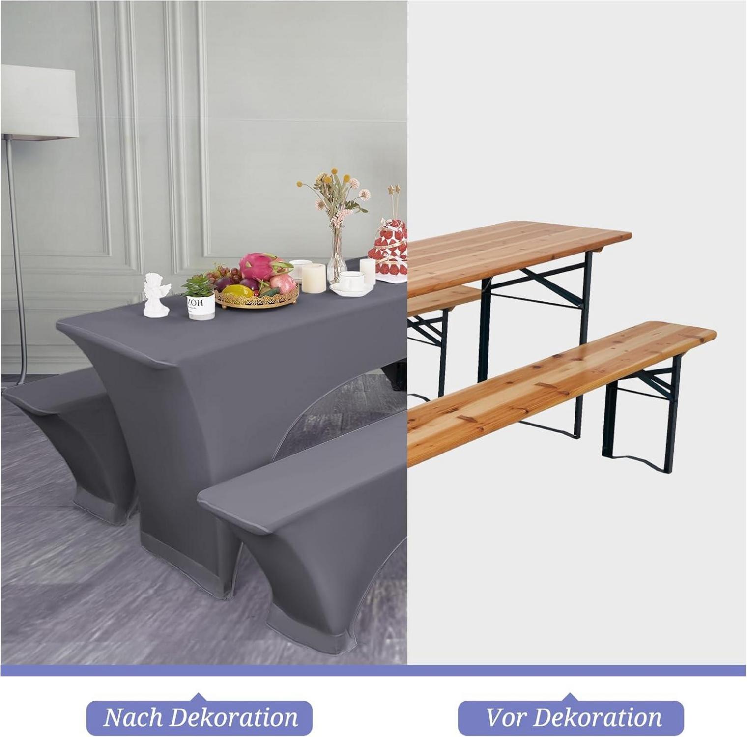 Elastische Biertischhussen Hellgrau 3er-Set 220x50x70cm