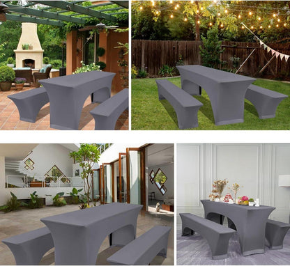 Elastische Biertischhussen Hellgrau 3er-Set 220x50x70cm - 3er Pack