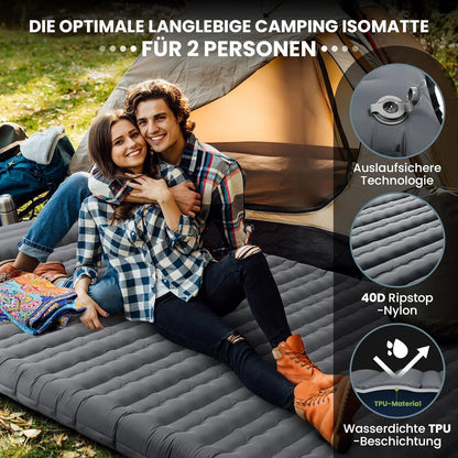 Isomatte Selbstaufblasend Doppel Ultraleicht 2 Personen 12CM